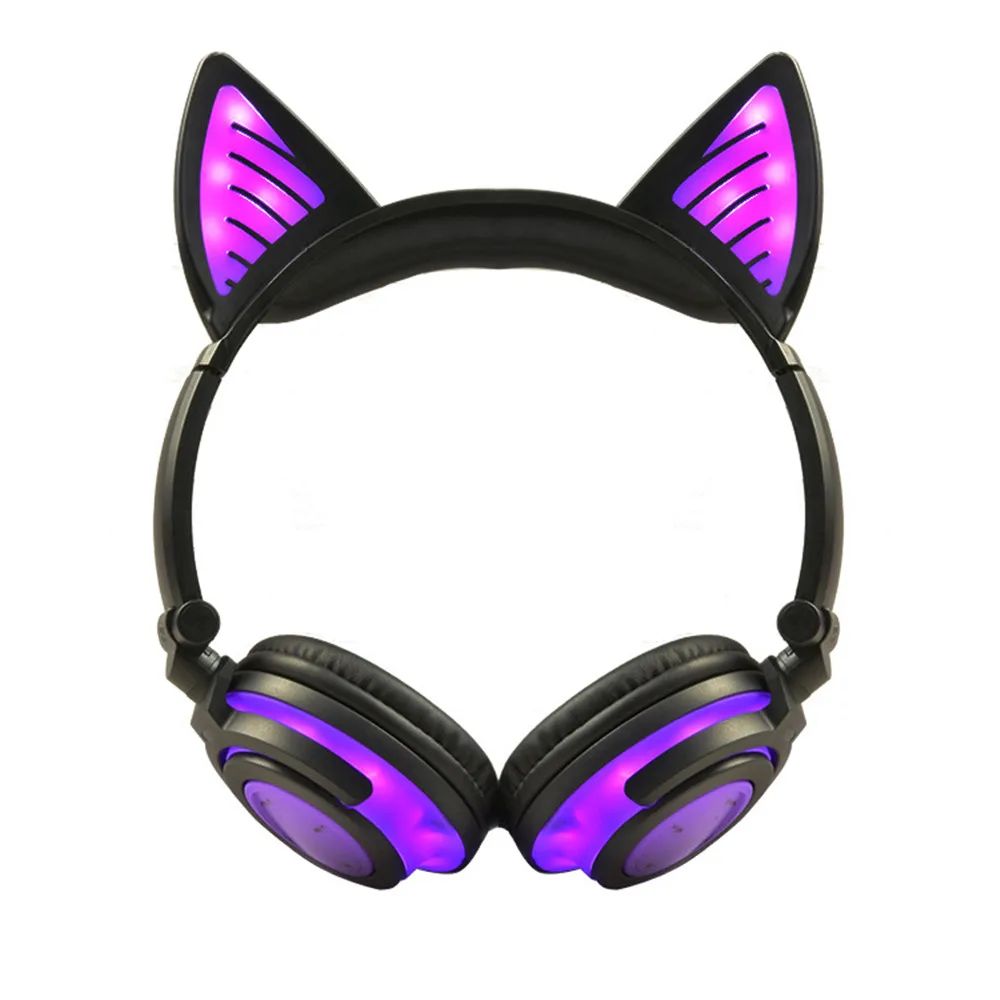 Bluetooth кошачьи наушники беспроводные с микрофоном мигающий светящийся светильник