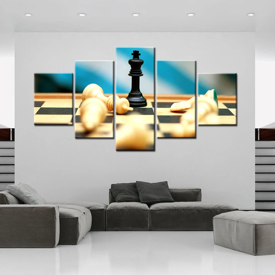 

Home Decoration Canvas Chess Painting 5 Pieces Game HD Prints Wall Art Modular Living Room Background Pictures Artwork Poster
