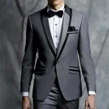 Новейший дизайн пальто брюки серый смокинг куртка мужской костюм на выпускной облегающий костюм из 2 предметов на заказ пиджак для жениха Terno Masuclino