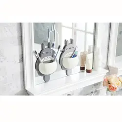 Милый держатель для хранения в ванной комнате Totoro, кухонный крючок, Вакуумные присоски, коробка для хранения на стене, дверная зубная щетка