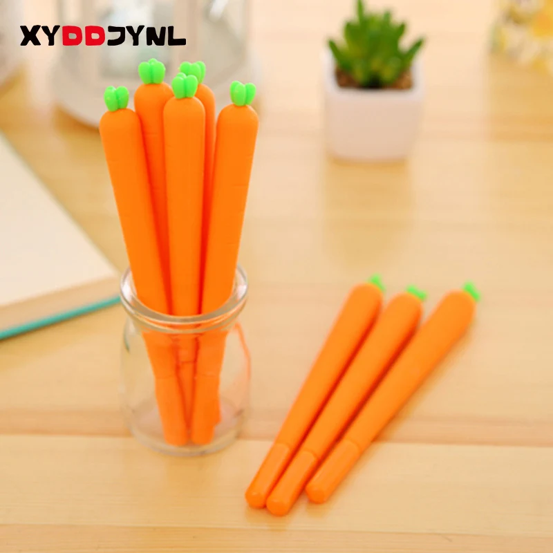 

2pc/lot Student Creative Carrot Modeling Gel Pen 0.5mm Black Ink Personality Promotional Signature Pen for Kids Funny Gift