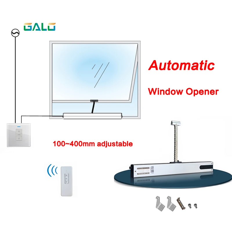 

GALO Newest Adjustable length 100~400mm Chain Automatic Window Opener with remote control