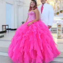 Популярные розовые стразы бальные платья Пышное платье выпускное платье vestidos de 15 anos сладкий 16 платье юбка из органзы длинное платье для девочек-подростков
