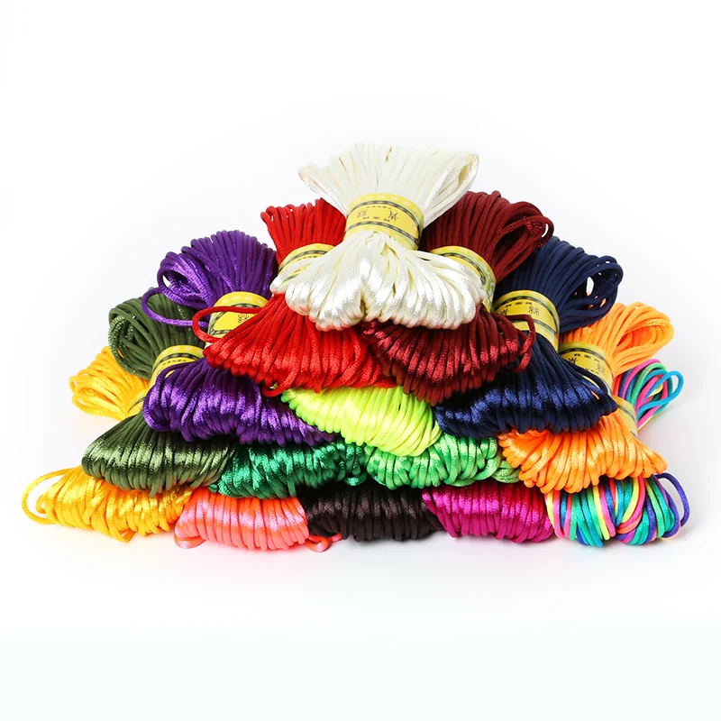

20meter Soft Satin Rattail Silk Macrame Cord Nylon Kumihimo For DIY Chinese Knot Bracelet Necklace Jewelry Finding 2mm