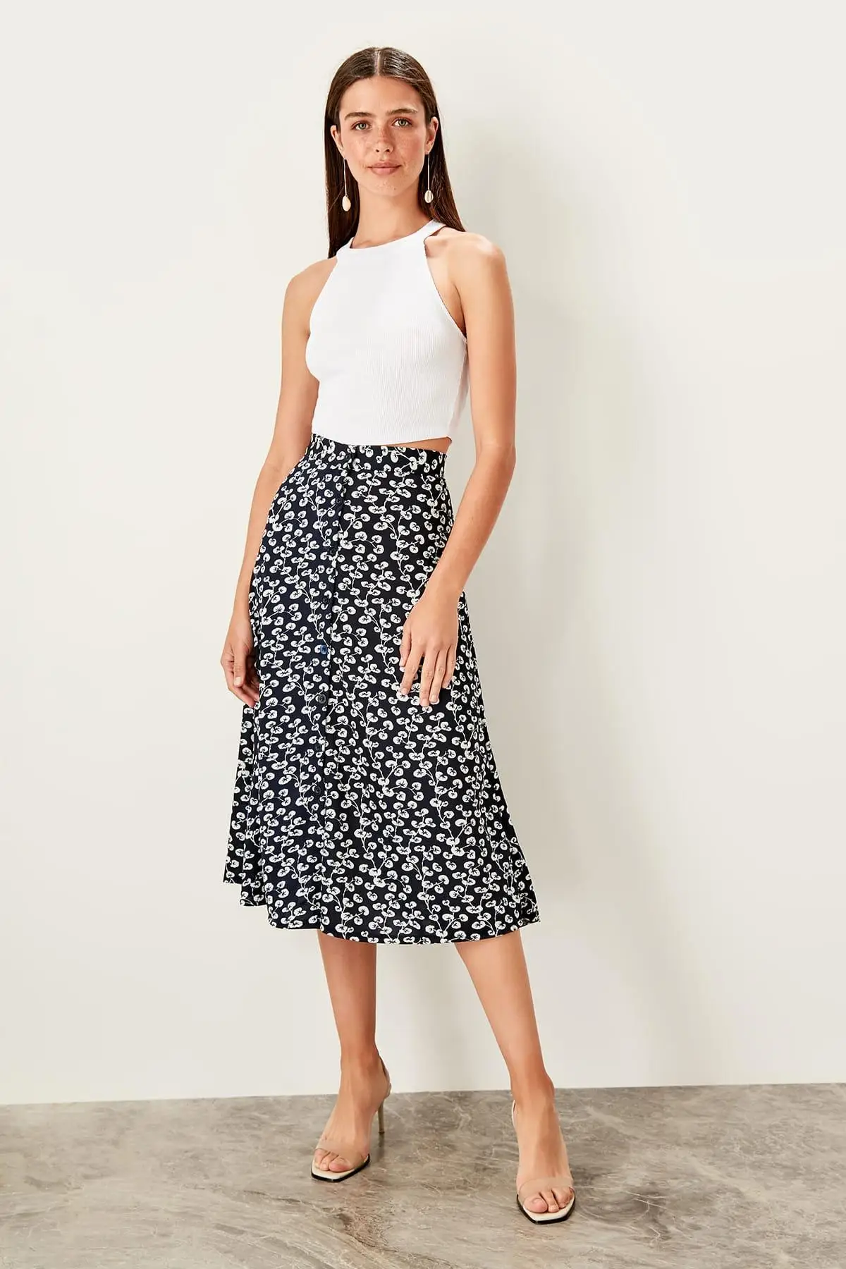 

Trendyol Navy Blue Pattern Knitted Skirt TWOSS19ET0121