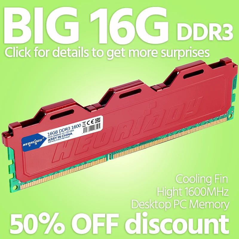 

DDR3 16GB 1600MHz PC RAM Desktop Memory compatible 4GB 8GB 1333MHz 1066MHz