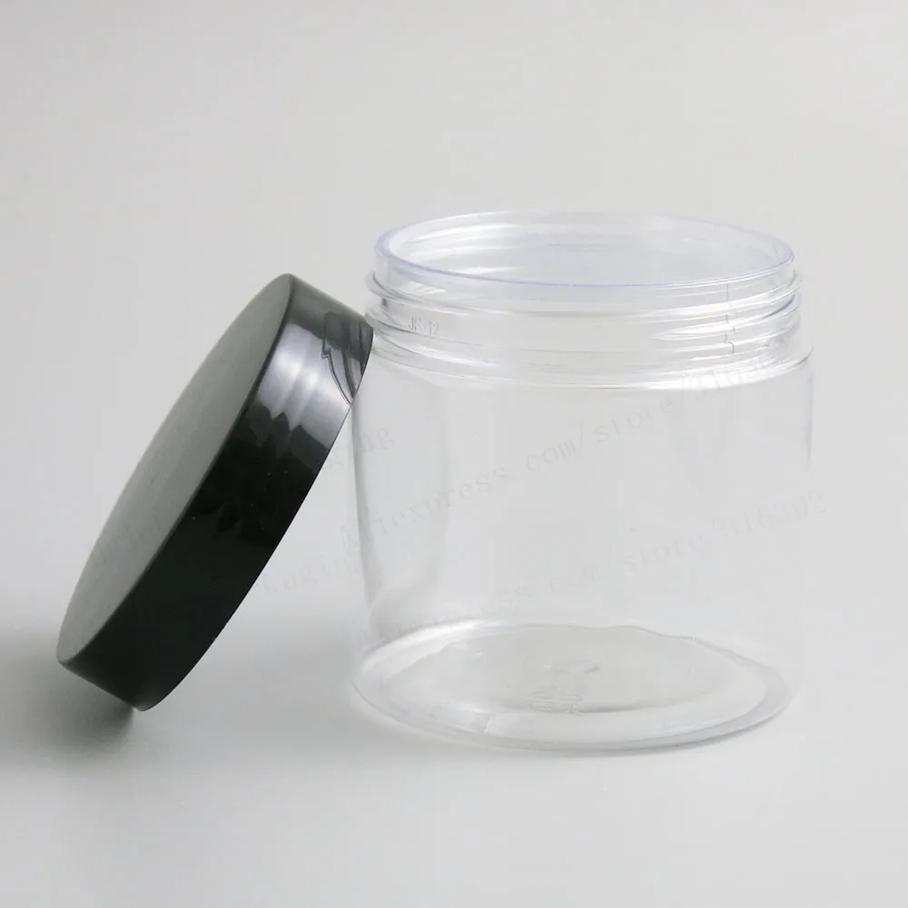 200 г прозрачные пустые ПЭТ банки с черно-белыми прозрачными пластиковыми крышками винта 6,66 унций прозрачная бутылка для макияжа крема