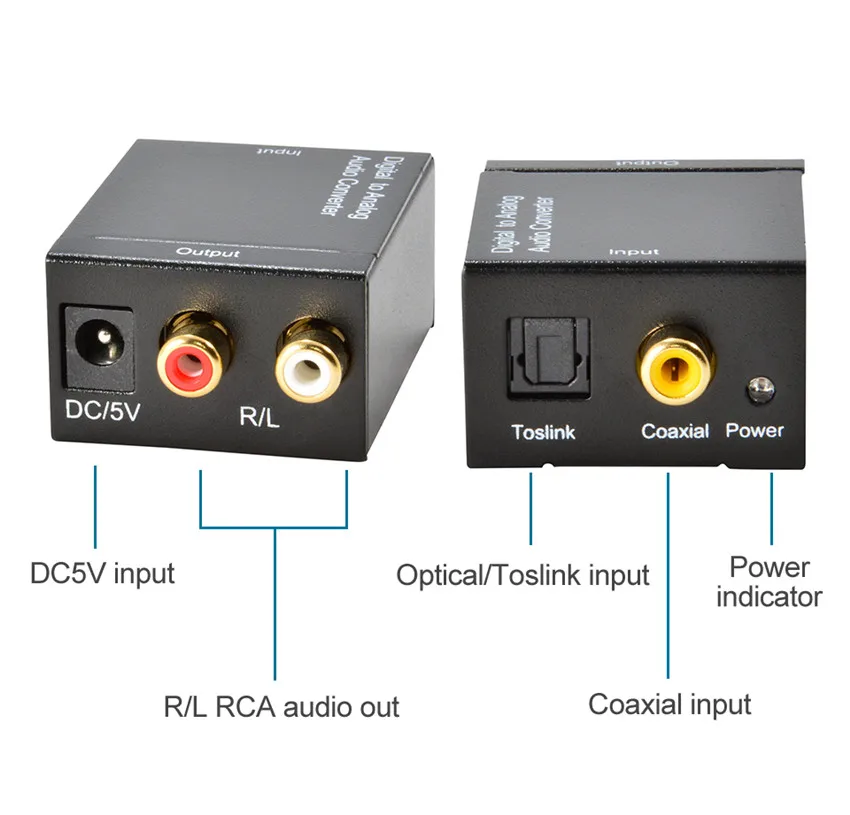 Digital to Analog Audio Converter Adapter Digital Optical Fiber Coaxial RCA Toslink Signal to Analog Audio Converter RCA for DVD (3)