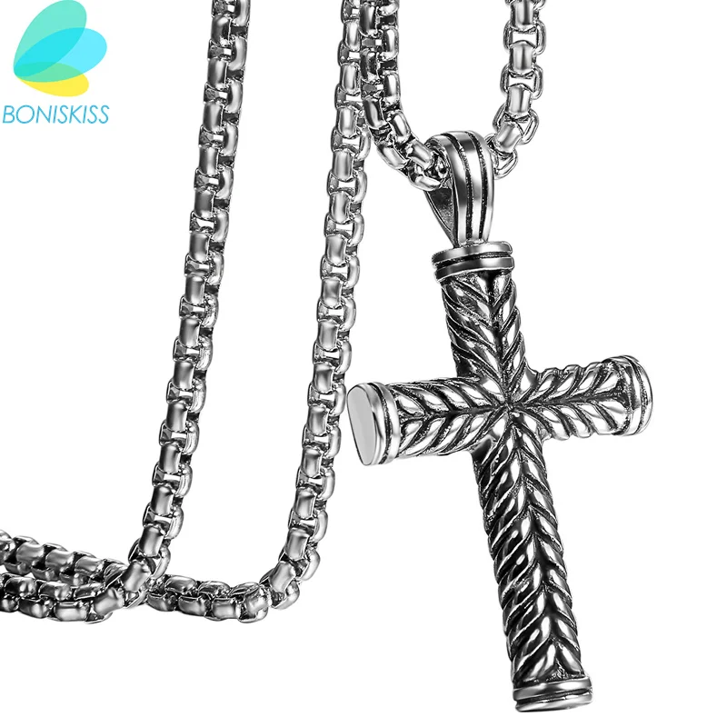 Silver Cross Pendant Necklace for Men and Women