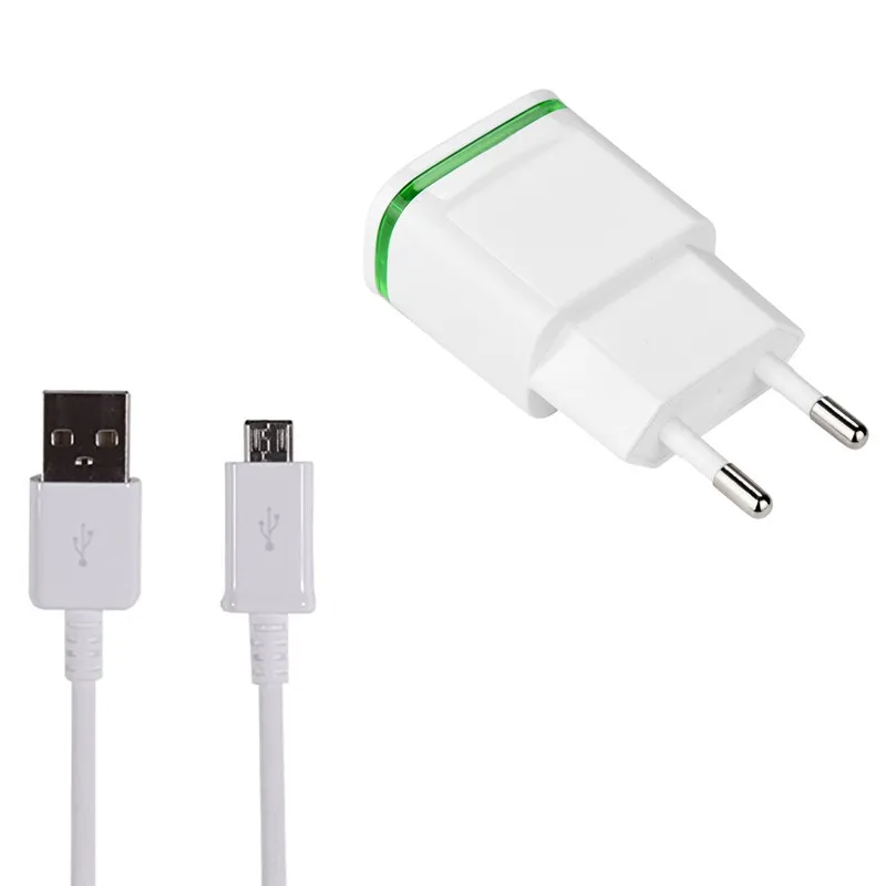 2A EU разъем 2 порта USB зарядное устройство + мобильный телефон Micro Data зарядка для