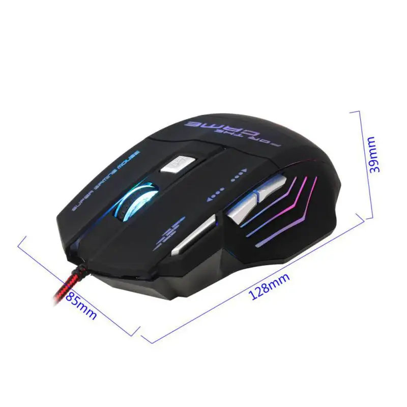  5500dpi Adjustable Firebird 7-key Gaming Mouse Professional Water Cracking Glow Gaming Mouse for PU