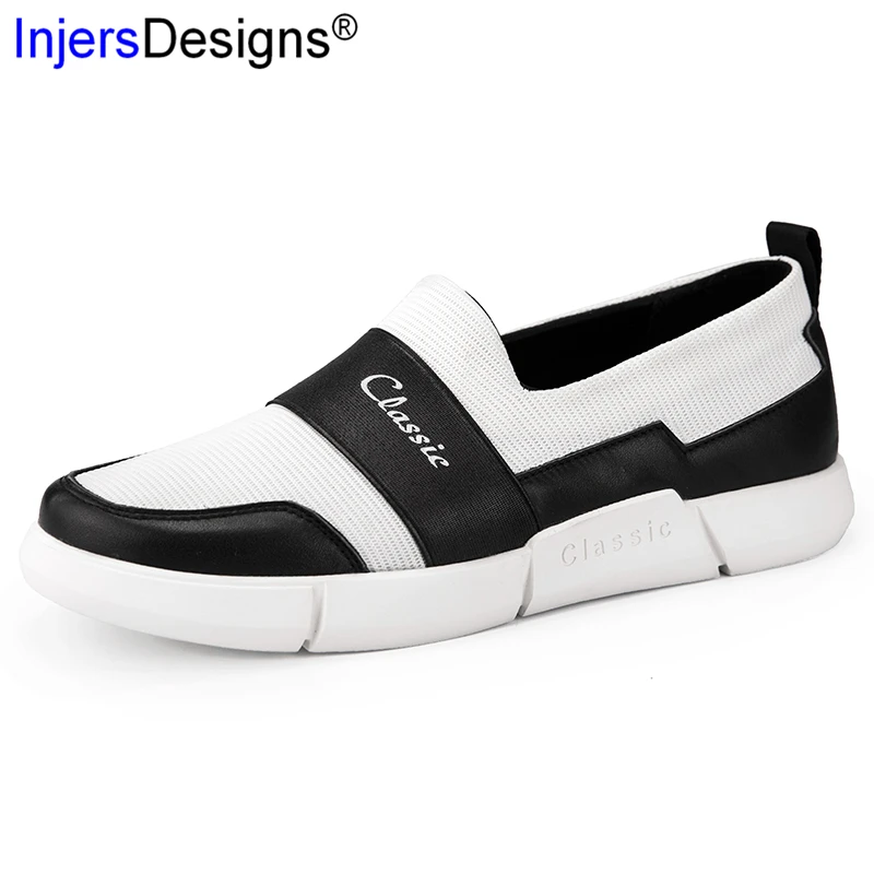 

Big Size 38-46 Air Mesh Loafers Slip-On Lazy Men Shoes Breathable Mens Trainers Genuine Leather Skateboarding Shoes Men Sneakers