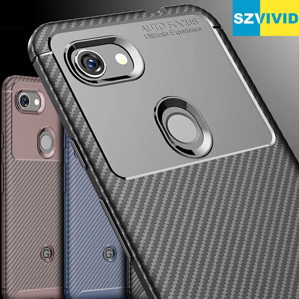 

Carbon Fiber Case For Google Pixel 3 XL Brushed TPU Silicone Matte Frosted Protector fibre fabric Cover For 3a XL