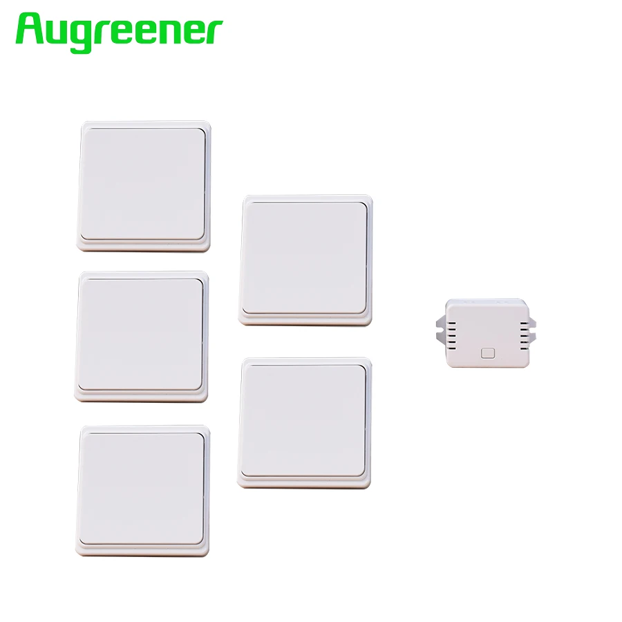 

Augreener new 5 buttons + 1 receiver wireless switch remote control wall light switch free shipping self powered switch