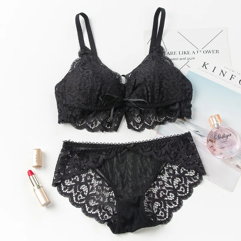 MAXMESSY Elegant Lace Women Bra Set Ultra-thin Soft Sexy Push Up Bras Briefs Underwear Floral Lingerie Sets B070