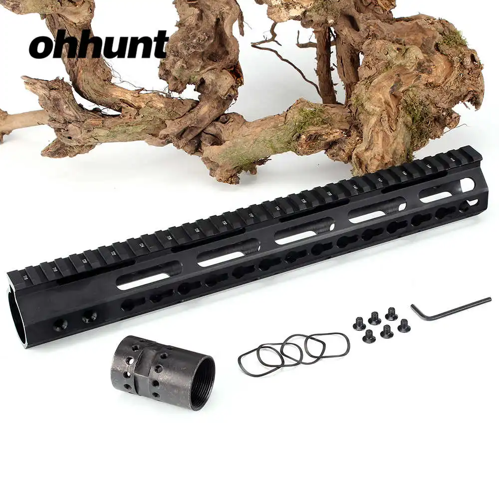 ohhunt Slim Style AR15 Free Float More Thicker Keymod Handguard Picatinny Rail with Steel Barrel Nut for Scope Mount (1)
