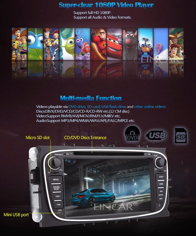 Cheap 7018B 2 Din Quad Core Car DVD gps navigator Player For Ford Focus Android 5.1 GPS Navigation Radio 3G WIFI AUX Multimedia Audio 8