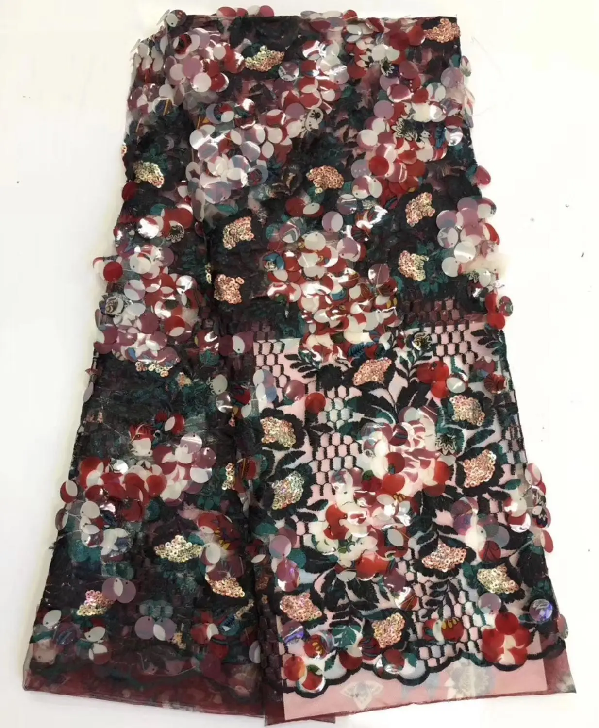 

Latest African Lace Fabric With Sequins High Quality Nigerian Sequins Lace Fabric 2019 Tulle French Laces Fabrics