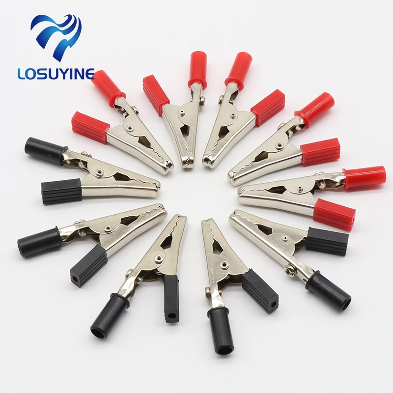 10 pcs 50mm Plastic Handle Test Probe Metal Alligator Clips