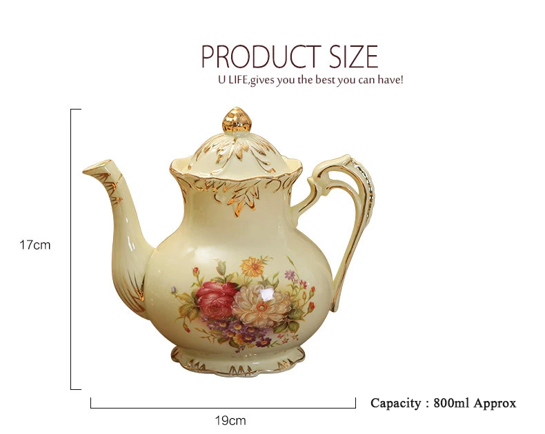 GLLead Европейский стиль роскошный фарфоровый чайник цвета слоновой кости Высокое качество керамический чайник кофейник модная посуда для напитков