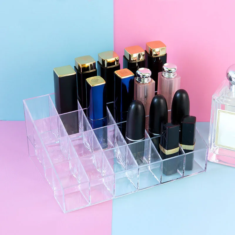 

YiCleaner 24 Grids Lipstick Holder Brush Pen Case Makeup Organizer Nail Polish Display Stand Cosmetic Storage Box