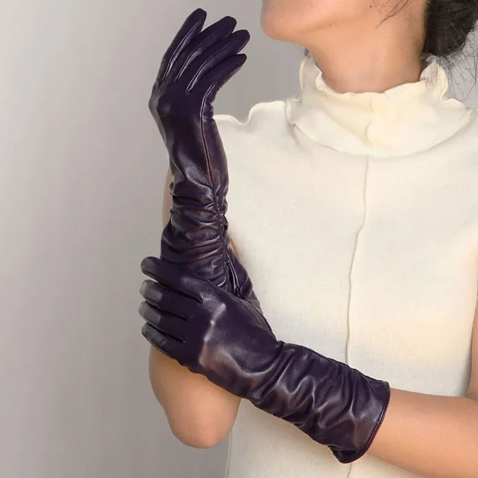 Новинка, женские перчатки из натуральной кожи на осень и зиму, бархатные модные трендовые элегантные женские перчатки из овчины для вождения, L010NC