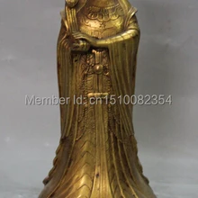 " Клеймо Китайский Фиолетовый Бронзовый 24 К Золото Ма Zu Королевы-Матери Западной Статуя Богини