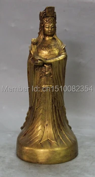 

9" Marked Chinese Purple Bronze 24K Gold Ma Zu Queen Mother West Goddess Statue