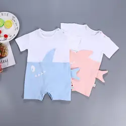 Милый КИТ рыбий хвост bebe/одежда Roupas Прохладный с короткими рукавами комбинезон Высокое качество чистый хлопковая одежда для малышей