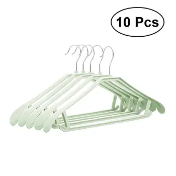 

10PCS Anti-skid Clothes Hangers Suit Hangers Shirts Sweaters Dress Hanger Hook Drying Rack (Light Green)