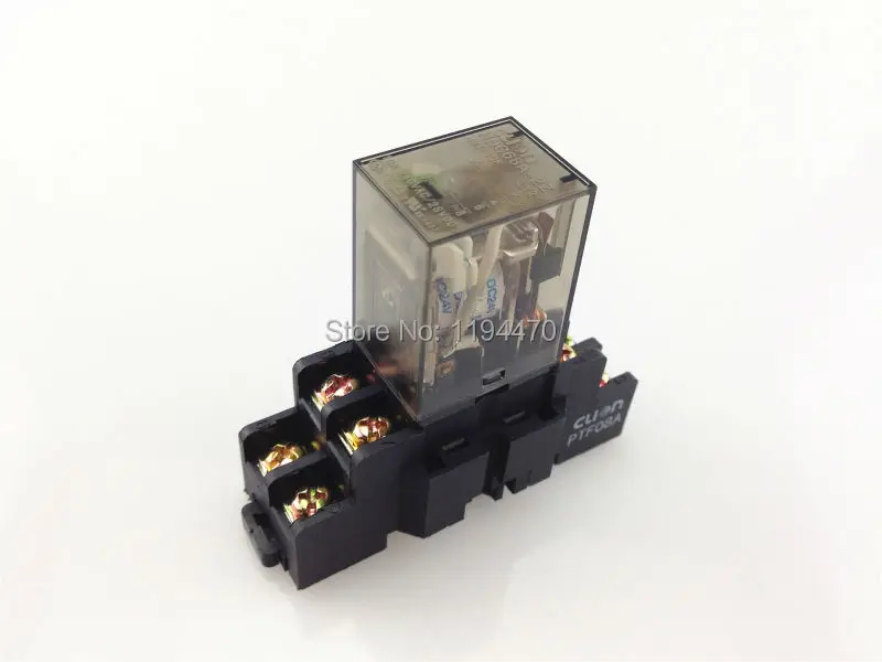 

5sets/Lot HHC68A-2Z DC 24V Coil Power Relay DPDT 8 Pins HH62P LY2 JQX-13F 10A 240VAC/28VDC With Socket Base PTF08A