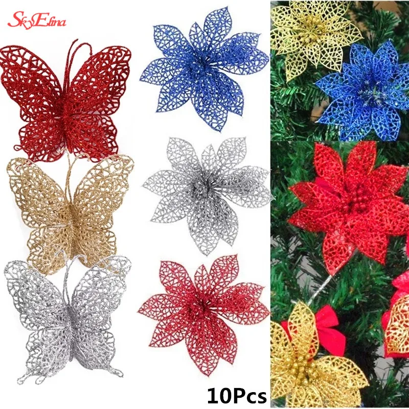 10pcs/set 6" Christmas Butterfly Xmas Christmas Tree Decorations