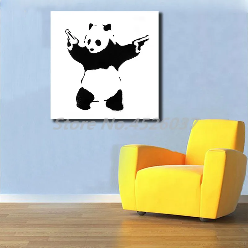 

Banksy Panda With Guns HD Wall Art Canvas Posters Prints Painting Wall Pictures For Modern Office Living Room Home Decor Artwork