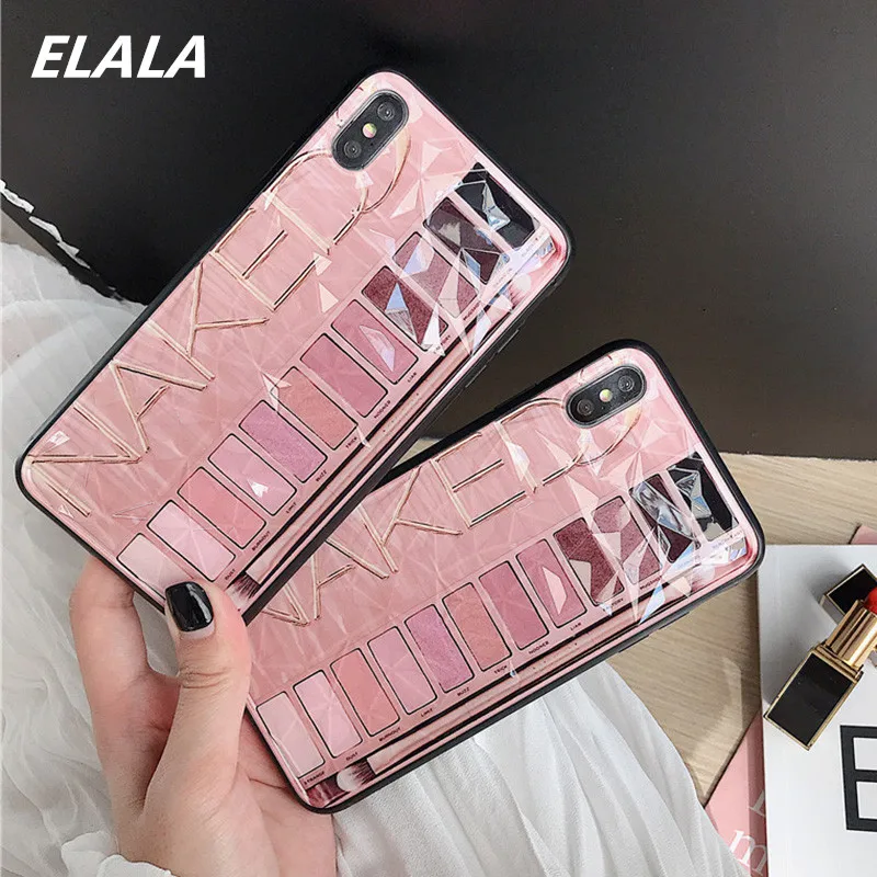 

Elala 3D Diamond Phone Case For iPhone 6s Soft TPU Makeup Pattern Sexy Girl Glitter Case For iPhone 6s 7 8Plus X XR Xs Max Cover