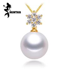 Ювелирные изделия MINTHA из 18-каратного желтого золота с жемчугом и жемчужинами, подвеска в виде снежинки для влюбленных, жемчужные подвески из 18-каратного золота, s925 Серебряные Ожерелья