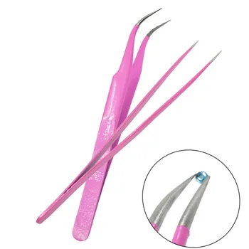 

Straight+Curved Eyebrow Eyelash Tweezers Nail Art Tools Pink Nipper for Picker Rhinestone Decorations Sticker Tools e311/FB-T-1
