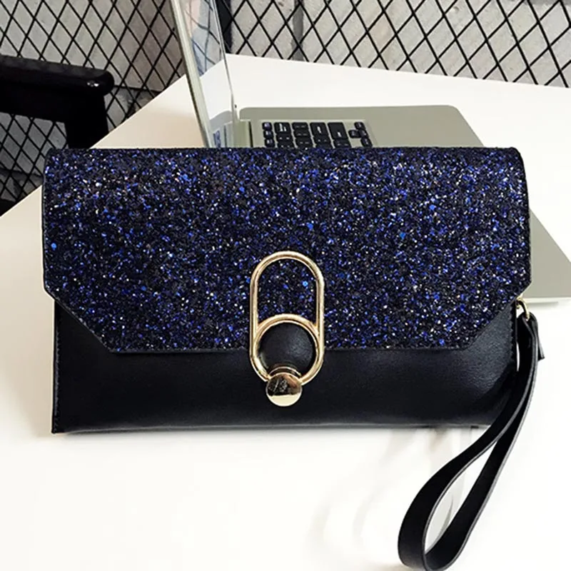 

1 Pcs Women Lady Handbag PU Leather Sequin Fashion Luxury for Money Keys Cards Best Sale-WT
