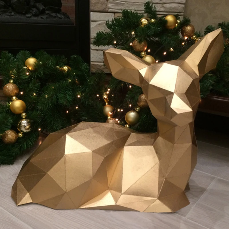 

DIY Home Decoration Cute Christmas Elk Deer Paper Model Puzzle Toy Animal for Restaurants Waterproof Educational Folding Model
