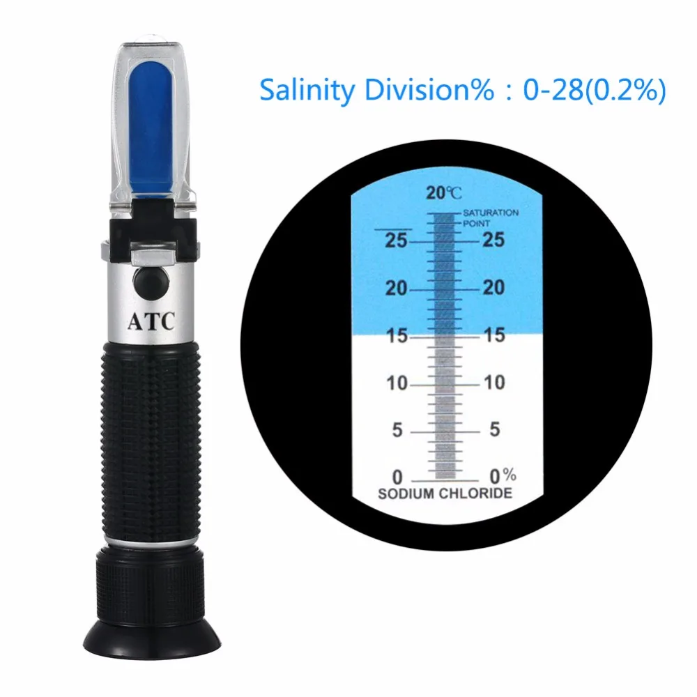 Соленость рефрактометр 0-28 Еда хлорид натрия ручной показатель концентрация соли метр марикультуры тестер с коробкой
