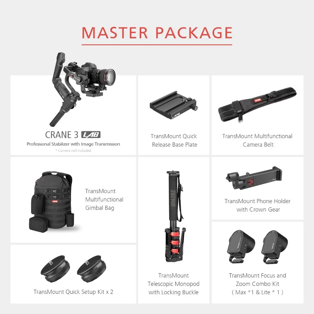 Zhiyun Crane 3 LAB осевой ручной карданный Стабилизатор камеры для sony Canon Panasonic Nikon DSLR ViaTouch