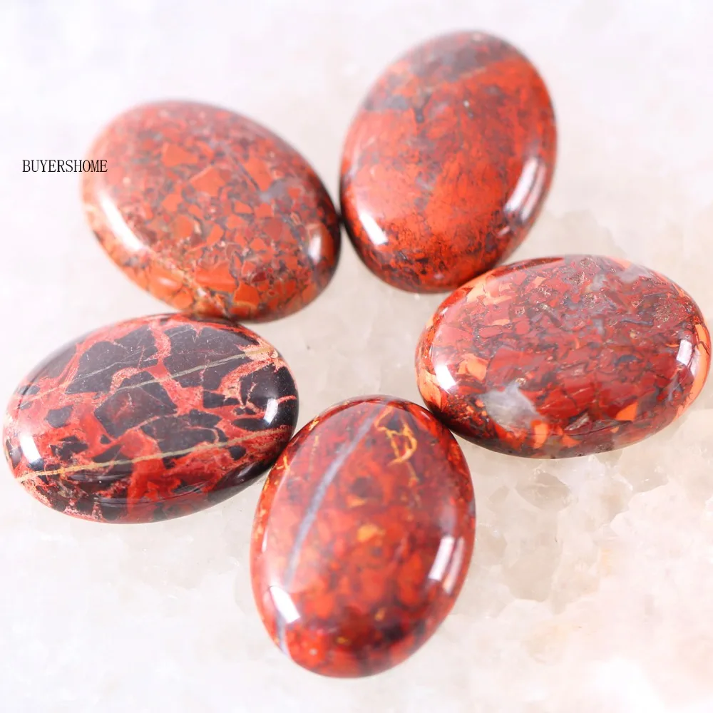 

For Jewelry Making Necklace Pendant Bracelet Earrings 22x30MM Oval Natural Stone Bead Red Breciated Jaspe CAB Cabochon 1Pcs K528