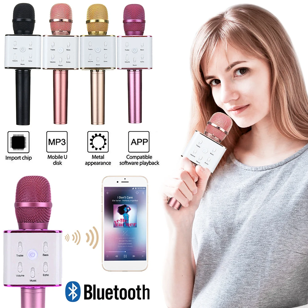Travor Q7 Bluetooth микрофон беспроводной ручной караоке USB музыкальный плеер Диктофон KTV