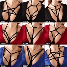 Пентаграмма, бюстгальтер для тела, грудь, связывание, сексуальное белье, Клетчатый Бюстгальтер, готический панк-подвязка пояс для подтяжек для женщин