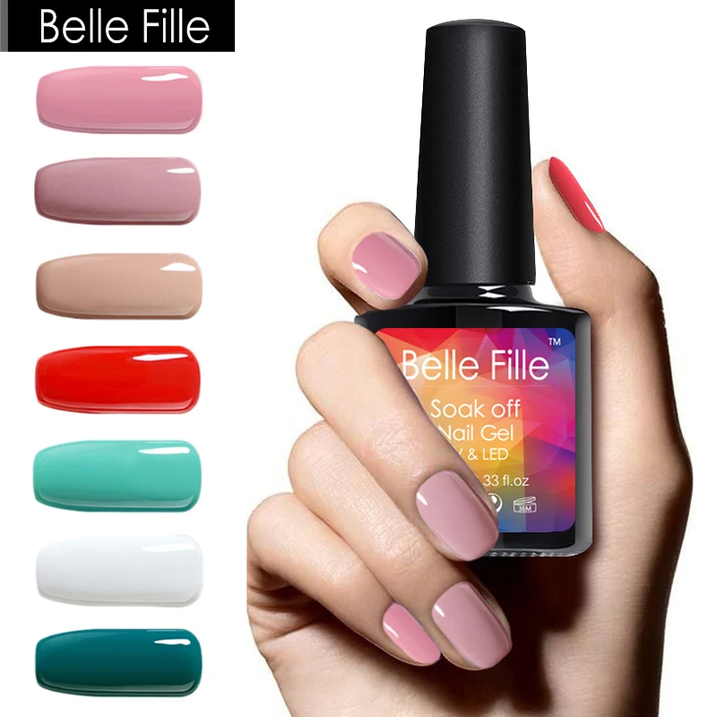 BELLE FILLE Гель лак для ногтей УФ 10 мл телесный Розовый Красный Белый Зеленый Soak off