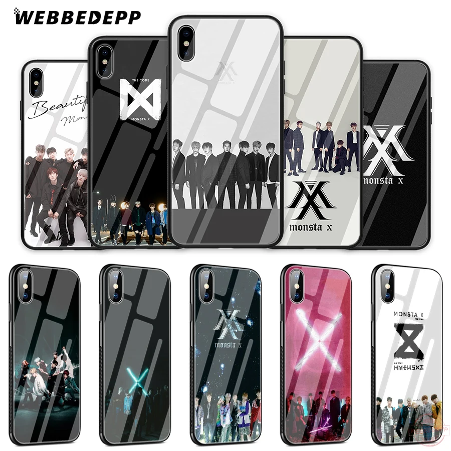 Чехол для телефона WEBBEDEPP Monsta X Band из закаленного стекла Apple iPhone XS Max XR 8 7 6S Plus 5S SE |