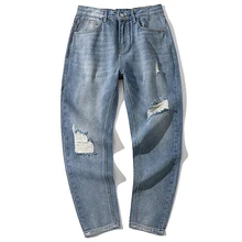 No.1 Dara 2019 New Skinny Ripped Jeans For Men Male Blue Motorcycle Jeans Denim Pants Fashion Brand Hole Biker Jeans Plus Size No.1 Dara 2019 New Skinny Ripped Jeans For Men Male Blue Motorcycle Jeans Denim Pants Fashion Brand Hole Biker Jeans Plus Size