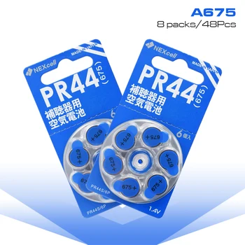 

48 Pcs High Quality 1.4V A675 PR44 Button Coin Battery 675 V675 P675 DA675 PR44 A675 AC675 ZA675 Zinc Air Hearing Aid Batteries