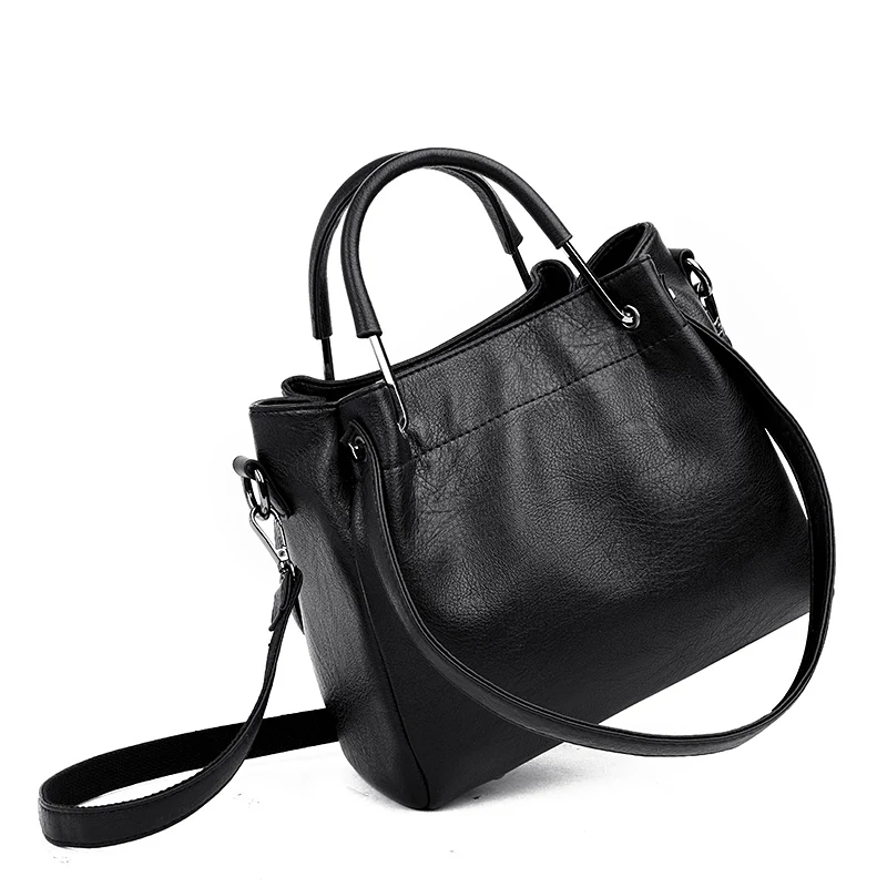 

Women Handbag PU Leather Retro Bucket Bag Ladies Tote Bags Classic Black Messenger Crossbody Purse Fashion Shoulder Bag