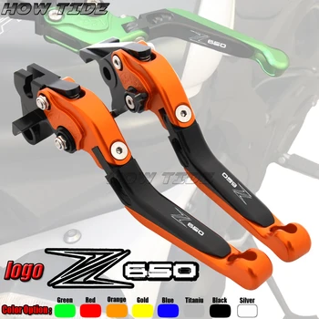 

For Kawasaki Z650 2017 Black&Titanium Folding Extendable Motorcycle CNC Brake Clutch Levers 2017 New Laser Engraved Logo