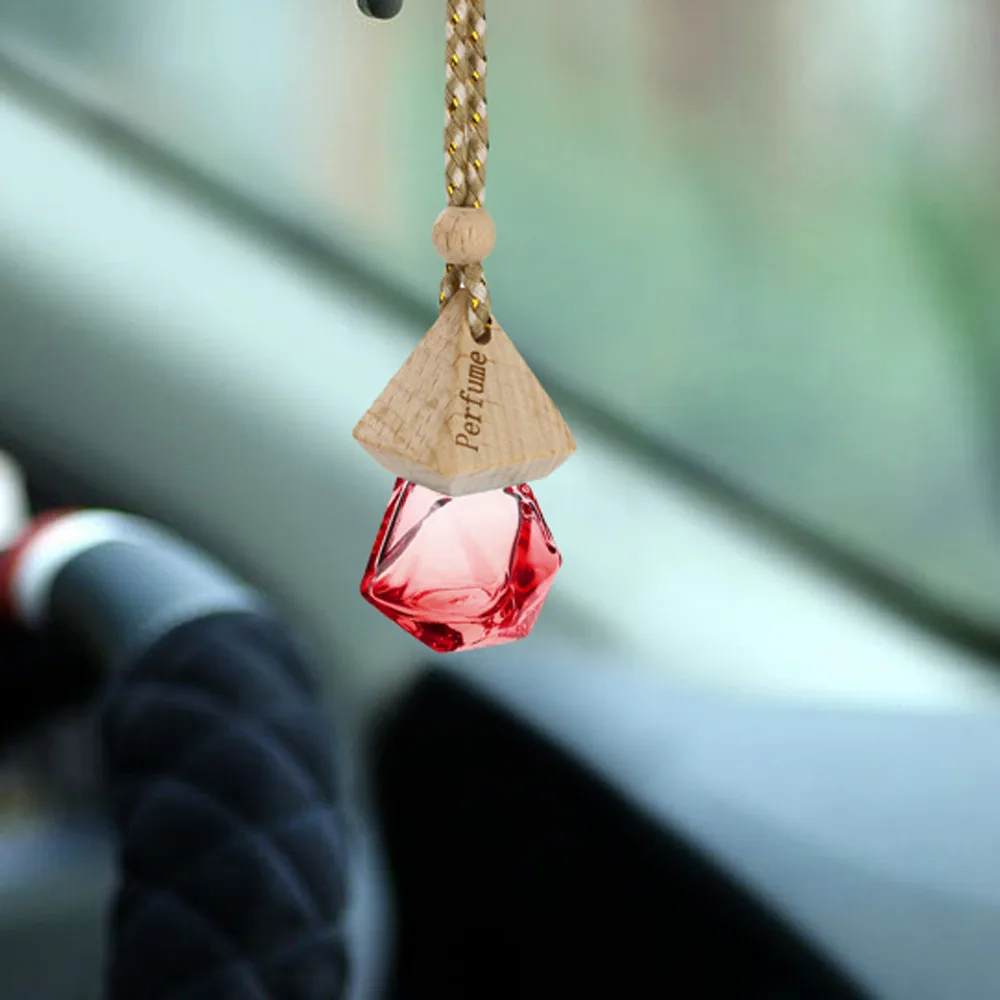 Car Hanging Perfume Pendant Fragrance Air Freshener Empty Glass Bottle Diffuser Automobiles Ornaments 4.0